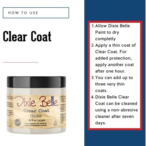 Dixie Belle Paint Company - Clear Coat Gloss (16oz) - Polyacrylic Topcoat | Glossy Finish Polyacrylic Topcoat - Chalk-Friendly Furniture Paint Finish - color: Gloss, size: 16 Fl Oz (Pack of 1)