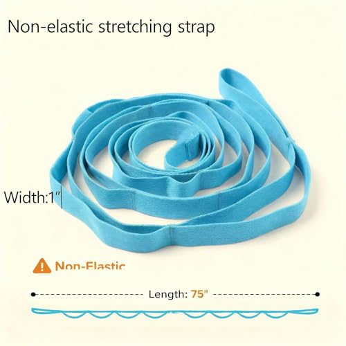 Stretching Strap, Yoga Stretch Strap for Home Workout Exercise Pilates and Gymnastics, Non Elastic Stretch Band with 14 Loops for Flexibility Training, Aesthetic Packaging for Women and Men,Blue
