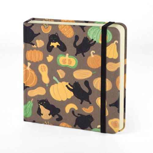 5x5" Sketchbook,Pocket Hardcover Notebooks,Sketch Books for Drawing Writing | 80gsm Blank Paper,96Sheet/192Pages,Cloth Cover,Portable Small Size for Sketching,Diary Memo Planner.Pumpkin Cat - color: Cloth-Pumpkin Cat
