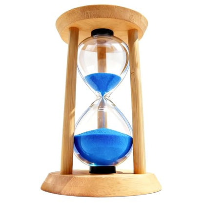 PROLOSO Wooden Sand Timers 1 Minute Glow in the Dark Sandglass Countdown Hourglass Sand Clock for Toothbrush Timer Games Classroom Home Office - color: Glow in the Dark Blue, size: 1 MIN/3.74 IN