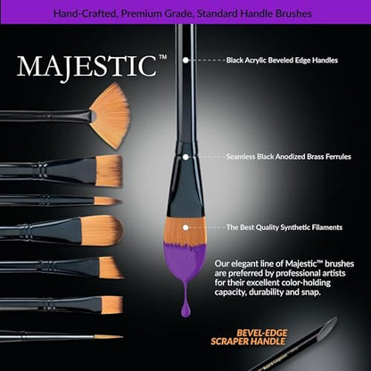 Royal & Langnickel Majestic Flat and Glaze Wash Artist Brush Set, 8-Piece