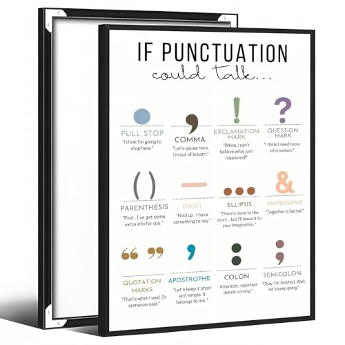 Balsuka If Punctuation Could Talk Poster English Grammar Canvas Wall Art Punctuation Marks Educational Chart Middle School High School Classroom Decor Print For Student 8x10inch Black Aluminum Frame - color: style-3 Black Aluminum Frame, size: 8"L x 10"W