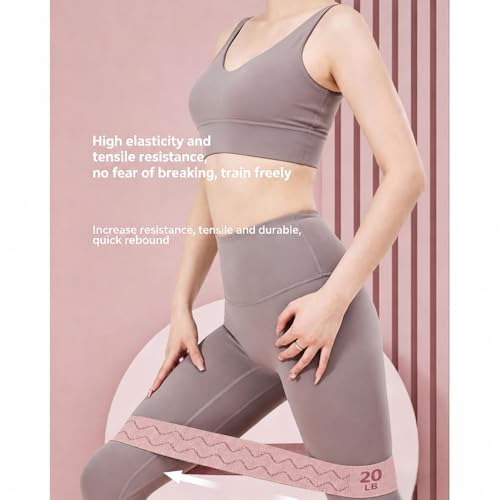 Women Fabric Resistance Band Hip Loop Squat Band 20LB 40LB 60LB Single Piece - color: Pink