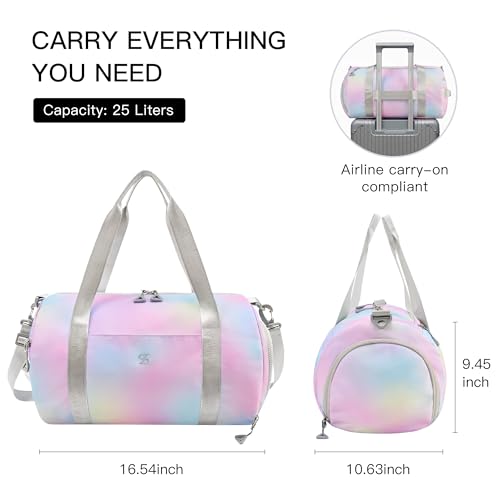 STELLE Dance Bag for Girls Sports Duffle with Shoe Compartment(RW,F) - color: Rainbow Wash