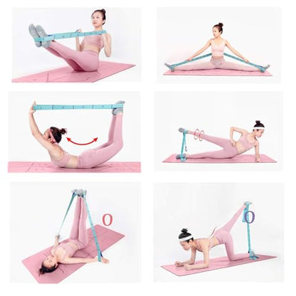 Yoga Strap 8 Loop, Adjustable Stretching Strap For Yoga Ballet Gymnastics, Multi Loop Yoga Belt - color: Light blue little person style