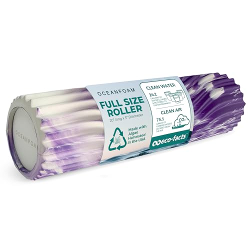Oceanfoam Tidal Roller - Purple Marbled - Muscle Massage Foam Roller for Back Pain & Stretching - Firm and Ergonomic Wide Wave Textured - Yoga, Athletics, & Wellness - Full Size, 20" x 5" - color: Purple Marbled