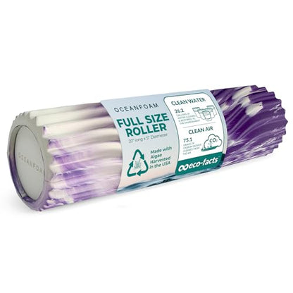 Oceanfoam Tidal Roller - Purple Marbled - Muscle Massage Foam Roller for Back Pain & Stretching - Firm and Ergonomic Wide Wave Textured - Yoga, Athletics, & Wellness - Full Size, 20" x 5" - color: Purple Marbled