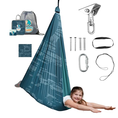 Compression Sensory Swing Adult & Kids, Indoor Outdoor Pod, Holds 300lb | indoor sensory swing for kids, outdoor sensory swing indoor, sensory swing kids, sensory toys, 360 swivel hammock swing - color: Abstract Flow