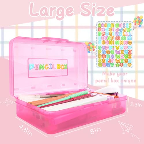 Pink Blue Pencil Case 2 Pack - Large Capacity Plastic Pencil Box Organizer - color: Pink Blue