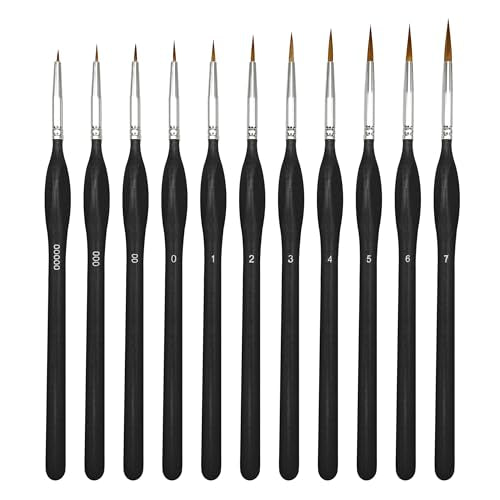 11PCS Fine Detail Paint Brushes Set, Miniature Painting Brushes Kit for Oil, Acrylic, Models,Watercolor and Gouache, Nylon Hair Paint Brush, Professional Artist Supplies with Ergonomic Handle