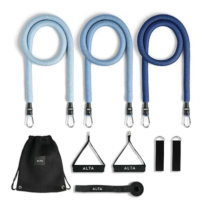 ALTA Resistance Tube Bands for Women, Full Kit Resistance Bands, Set of 3 - color: Azure, size: 3 Band Set