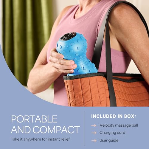 LifePro Velocity Vibrating Peanut Massage Ball with 4-Speed Vibration Modes | Rechargeable, Auto Shutoff, LED Battery Indicator — Double Lacrosse Ball for Deep Tissue Massage, Back, Waist & Feet Wellness - color: Blue