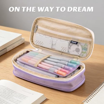EASTHILL Big Capacity Pencil Pen Case Office College School Large Storage High Capacity Bag Pouch Holder Box Organizer Blue (Purple) - color: Purple