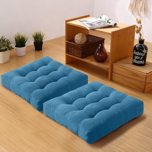 Large Floor Pillow Cushion for Adults Meditation Cushion Large Floor Sitting Soft Seat Pillow for Tatami Living Room Yoga Chatting 22x22 Inch Sky Blue - color: Sky Blue, size: 22X22in