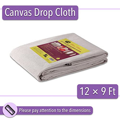 Bates- Canvas Drop Cloth - 9x12, Paint Tarp for Painting (Pack of 2) - size: 12 x 9 ft (Pack of 2)