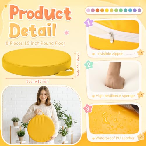 Gerrii 12Pcs Floor Cushions for Classroom,15 in Extra Thick Flexible,Pastel - color: Pastel