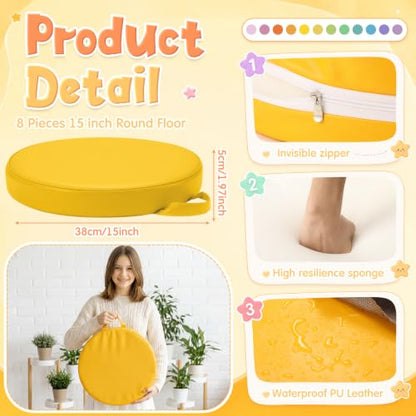 Gerrii 12Pcs Floor Cushions for Classroom,15 in Extra Thick Flexible,Pastel - color: Pastel