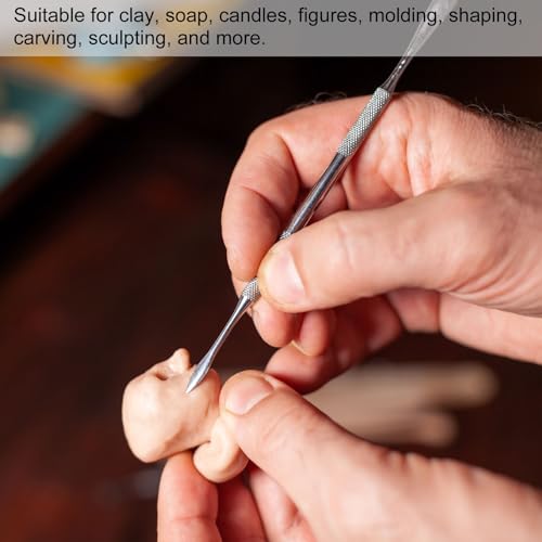 HARFINGTON 8 Pcs Wax Carving Tools 4.8" Double Ended Stainless Steel Wax & Clay Sculpting Wax Carvers Tools Modeling Spoon for Figures Clay Handmade Art Works, Rainbow - color: Rainbow