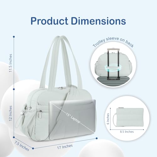 TOPDesign Travel Duffel Bag for Women, Puffer Gym Bag Sports Tote with Wet Pocket, Carry On Weekender with Luggage Sleeve (Serene Blue) - color: Serene Blue