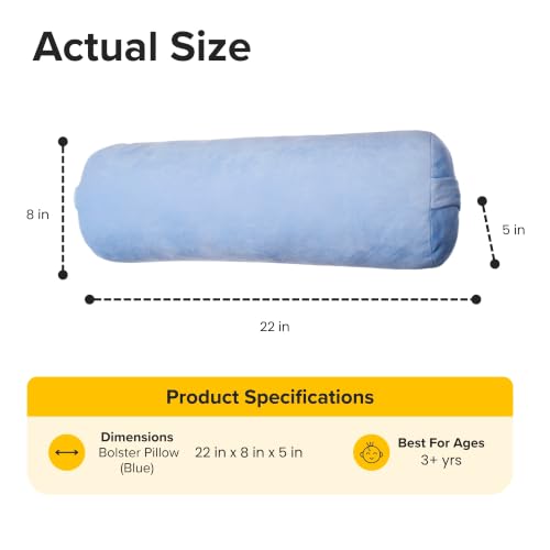 Special Needs Essentials FocusPad Vibrating Sensory Bolster Pillow - Calming Massage Cushion for Kids and Adults with ADHD or Autism, Lap, Neck & Back Support | Blue Gray