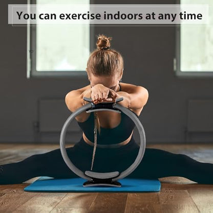 Syhood Pilates Ring 11. 81 Inch Pilates Circle Yoga Ring Magic Lightweight Flexible Workout Equipment for Fitness Physical Therapy Resistance Exercise Arms Legs - color: Grey