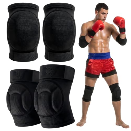 1 Pairs Muay Thai Elbow Pads and Knee Pad,Black,XL - color: Black, size: XL