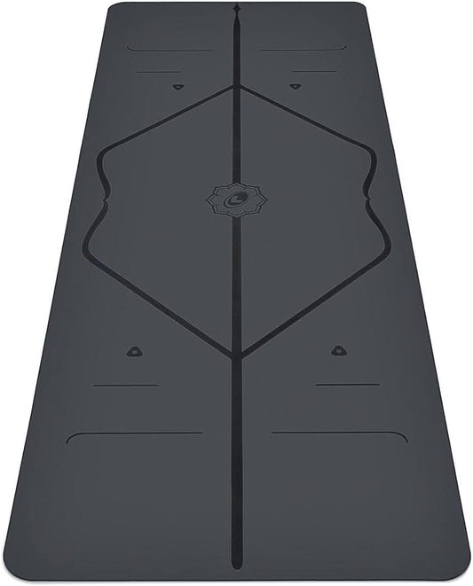 Liforme Travel Yoga Mat - Patented Alignment Design, Advanced Non-Slip Grip | Eco-friendly, Non-Toxic, Sweat-Resistant, long, wide, 4.2mm thick mat for comfort, recommended for Hot Yoga, Free Yoga Bag - color: Gray