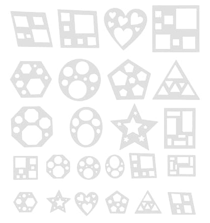 12 PCS Shape Stencils, White Geometric Stencils Drawing Template Set | Reusable Circle Square Heart Star Shapes Stencils, For Scrapbooking, Painting