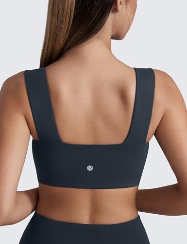CRZ YOGA Butterluxe Wide Strap Sports Bras - color: True Navy, size: X-Small
