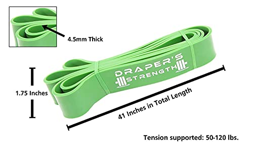 Draper's Strength Heavy Duty Resistance Stretch Loop Bands for Powerlifting Workout Exercise and Assisted Pull Ups - color: #05 Green