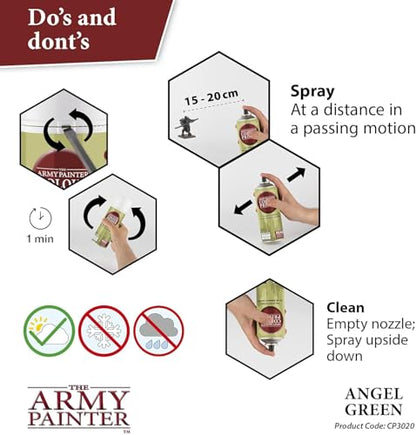 The Army Painter, Colour Primer Angel Green, 400 ml acrylic spray | Spray Paint Basecoat for Miniature Model Undercoat Priming, Plastic Wargames, DnD & Warhammer - color: Angel Green