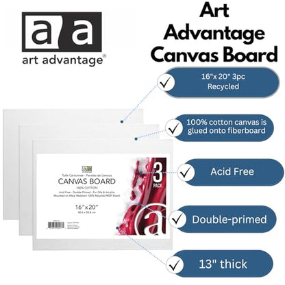 Art Advantage Canvas Board Recycled MDF 16x20 3pc - size: 16"x20" 3pc