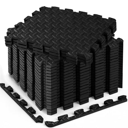 18 Pcs EVA Foam Floor Tiles, Puzzle Exercise Mat Set for Gym - color: Black