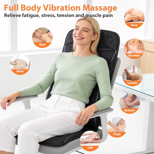 Vibration Massage Mat with Heat – Full Body Electric Massager Mattress Pad, 10 Motors, 9 Modes, 9 Intensities, 3 Heating Levels, 3 Timer Settings, Storage Bag, Earplugs, for Neck Back Waist Hips Legs - size: 57.8x19.7x1.2 in