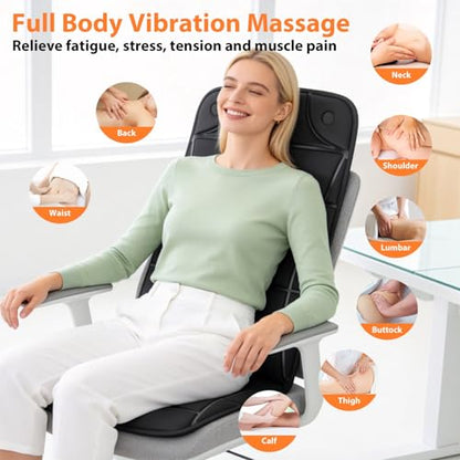 Vibration Massage Mat with Heat – Full Body Electric Massager Mattress Pad, 10 Motors, 9 Modes, 9 Intensities, 3 Heating Levels, 3 Timer Settings, Storage Bag, Earplugs, for Neck Back Waist Hips Legs - size: 57.8x19.7x1.2 in