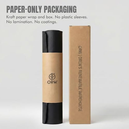ORW Non Slip Hot Yoga Mat with Carrying Strap - Grip Surface & Natural Rubber Base, REACH Tested, Home & Studio Practice - color: Black PU Rubber Mat 72x24