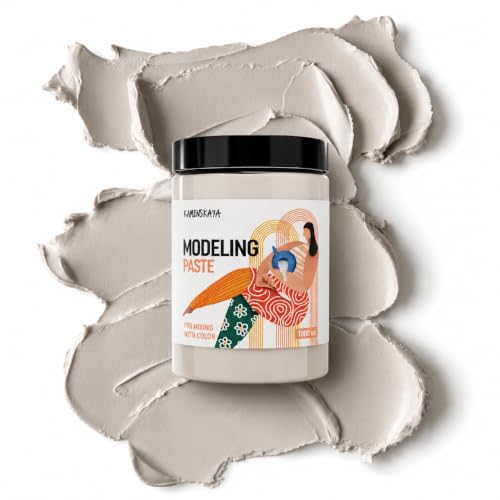 KAMENSKAYA Modeling Paste 33.8 oz / 1000 ml – Non-Cracking Acrylic Texture Paste for Canvas, High Density Medium for Acrylic Painting, Impasto & 3D Textured Art, Made in EU - color: Natural, size: 33.8 Fl Oz (Pack of 1)