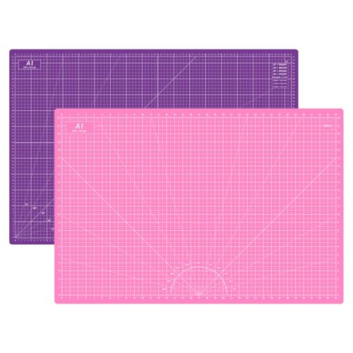 Headley Tools Thickened 24 x 36 Inch Self Healing Sewing Cutting Mat, A1 Rotary Cutting Sewing Mat for Crafts, Double Sided 5-Ply Table Cutting Board for Fabric Quilting Leather Hobby, (Pink/Purple) - color: pink/purple, size: 36"L x 24"W