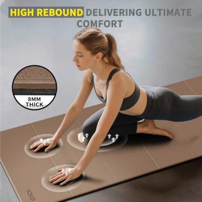 Foldable Yoga Mat Extra Large 74"×31.5" - color: Brown+Black