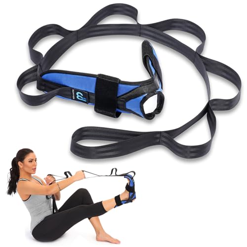 Foot and Calf Stretcher for Plantar Fasciitis, Achilles Tendonitis, Heel Spurs, Drop Foot. Yoga Stretching Strap for Leg, Thigh and Hamstring (Blue) - color: Blue