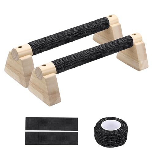 PATIKIL Push Up Bars, Wooden Parallettes Bars, Wooden Push Up Handle with Non-Slip Base and Grip for Strength Training Planks - size: 30cm