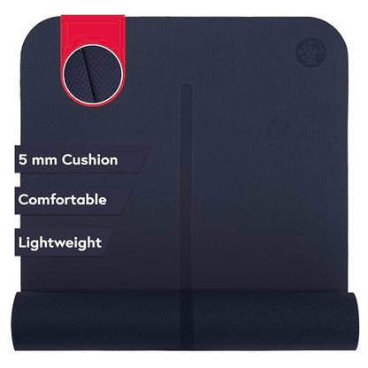 Manduka Begin Yoga Mat 68" - 5mm Cushioning | Comfortable, Lightweight & Reversible with Alignment Stripe | Budget-Friendly | 68 x 24 inches - style: Midnight