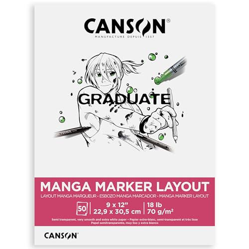 Canson Graduate Manga Marker Pad, Foldover, 9x12 inches, 50 Sheets - Artist Paper for Illustration, Comic, Character, Cartoon