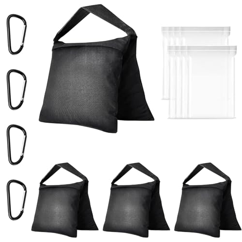 EMART 4Packs Sand Bags for Weight, Sandbags for Backdrop Stand, Canopy | Heavy Duty Sandbags(No Sands) for Light Stand Tripod, Photography, Pop Up Tent, Umbrella Base, Camping, Fishing Chair, Sports - color: Black