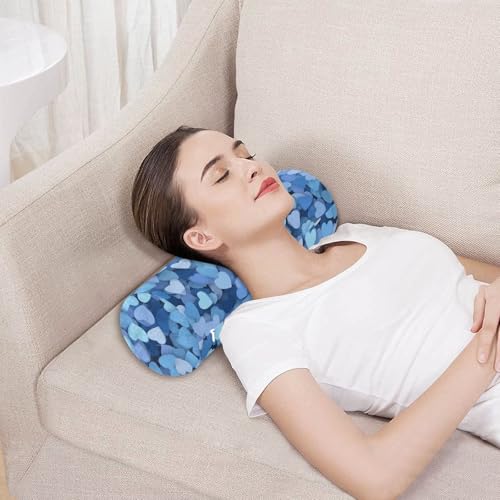 Bolster Pillow Neck Pillow Round Soft Health Memory Foam Pillows Long Cylindrical Body Pillow with Removable Cover Cute Back Yoga Blue Hearts 17" x 5.5" - color: Blue Hearts