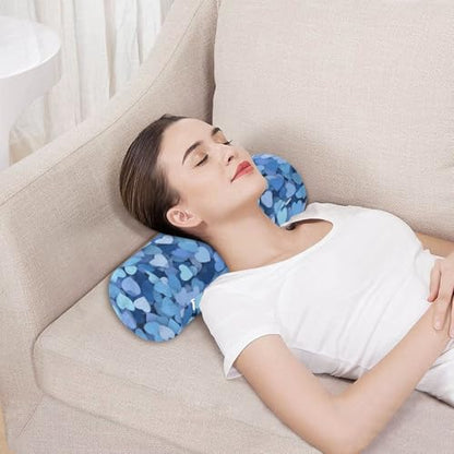 Bolster Pillow Neck Pillow Round Soft Health Memory Foam Pillows Long Cylindrical Body Pillow with Removable Cover Cute Back Yoga Blue Hearts 17" x 5.5" - color: Blue Hearts