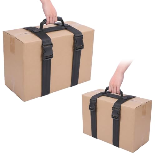 2Pcs 2 Size Black Carrying Strap with Handle, 63 inch 137.8 Inch | Adjustable Nylon Moving Belt for Yoga Mat Straps for Carrying Heavy-Duty H-Shaped Design Luggage Strap