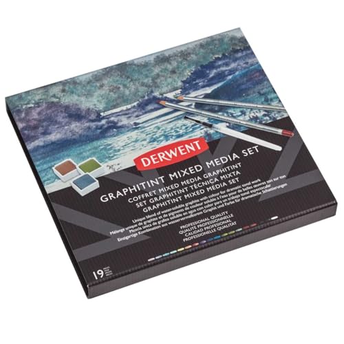 Derwent Graphitint Mixed Media Set, 19 Piece Set, Graphitint Paint, Pencils & Waterbrush (2305949)