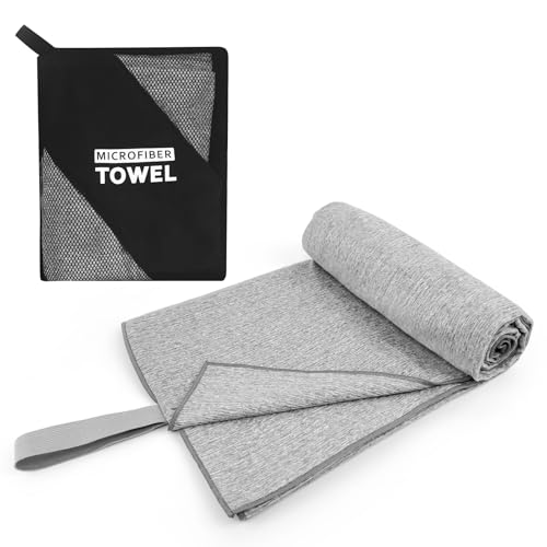 Microfiber Beach Swimming Pool Yoga Mat Body Towel Quick Dry Large Size Camping Towel Lightweight (Grey, 1 Pack XL(31.5X70 Inch) - color: Grey, size: 1 Pack XL(31.5X70 Inch