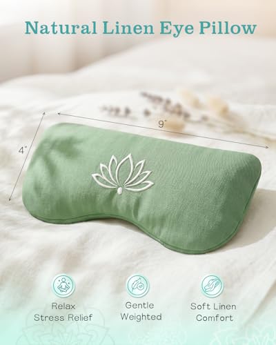 Hihealer Weighted Lavender Eye Pillow, Linen Flaxseed Eye Mask for Sleeping - color: Green